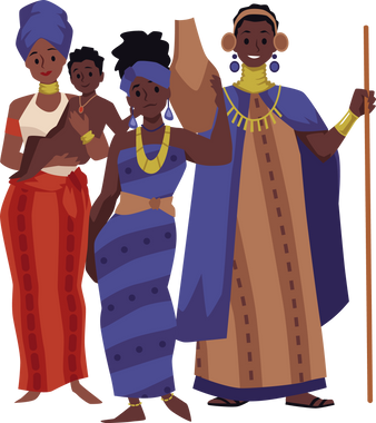 Native africans people group, cartoon flat